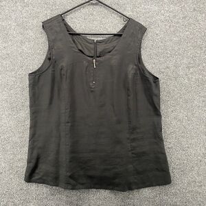 AS HRO Blouse Top Womens 18 Black Canvas Sleeveless Casual Fitted Goth‎ Formal